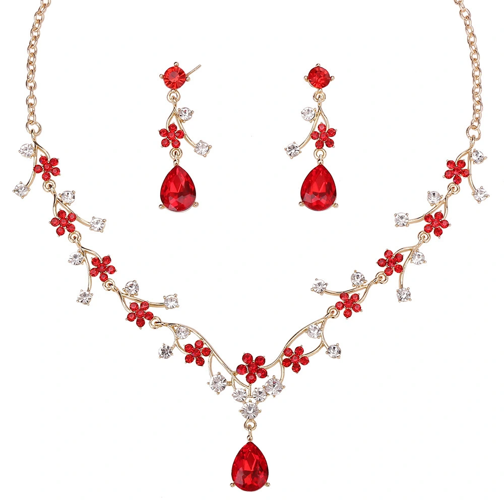 Necklace Rhinestone Flowers Collarbone Chain Neck jewelry Set 1