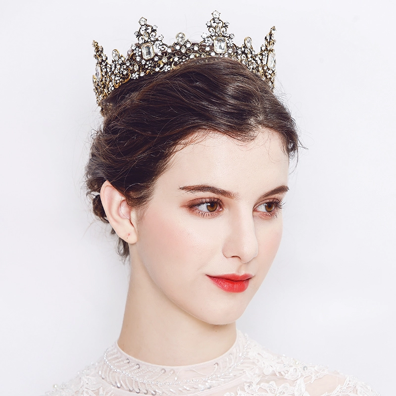 Vintage Alloy Bridal Rhinestone Tiara Colorful Royal Round Crown 1