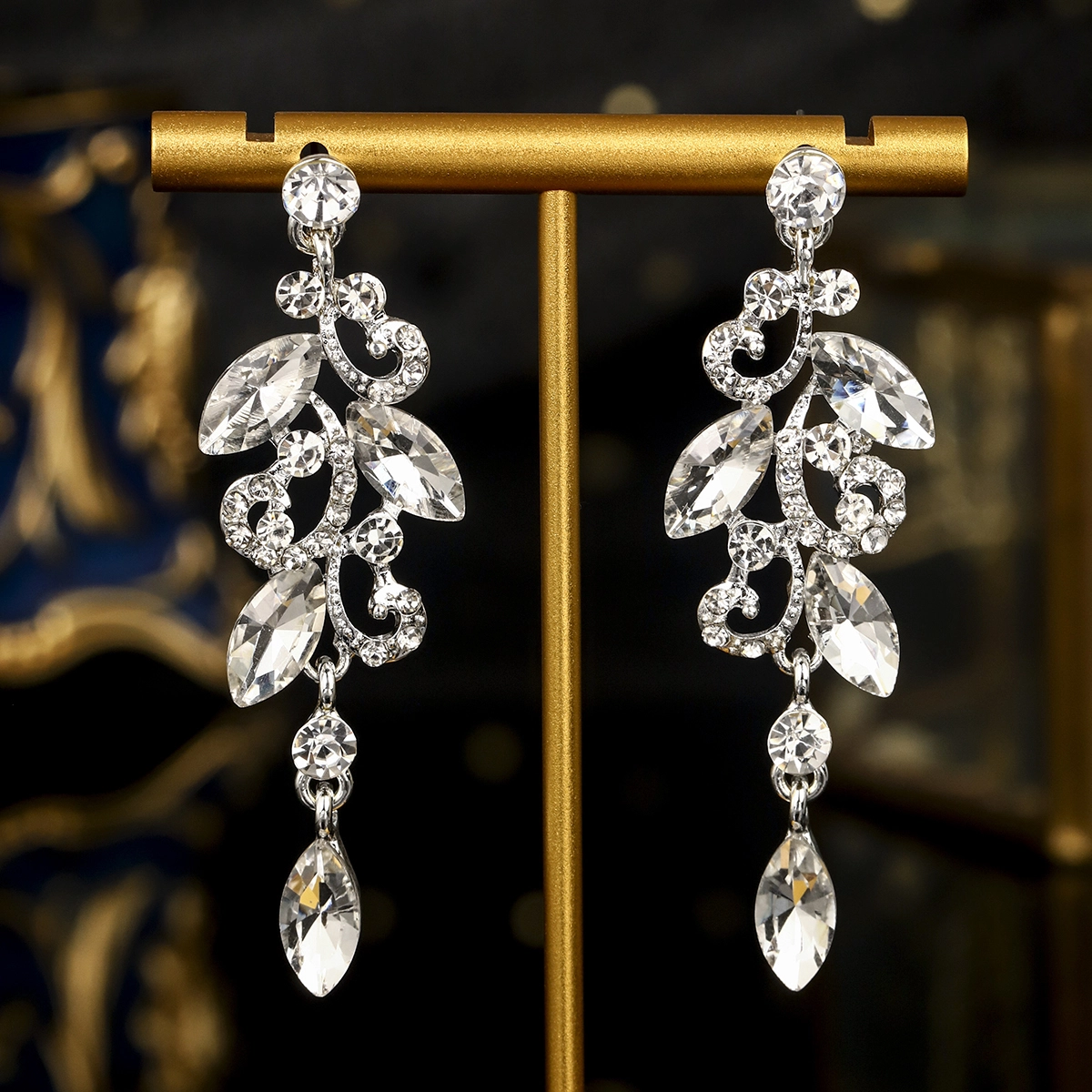 Simple Luxurious Alloy Rhinestone Earrings Elegant Vintage Long Tassel Drop Earrings Stylish Daily Accessory For Ladies 1