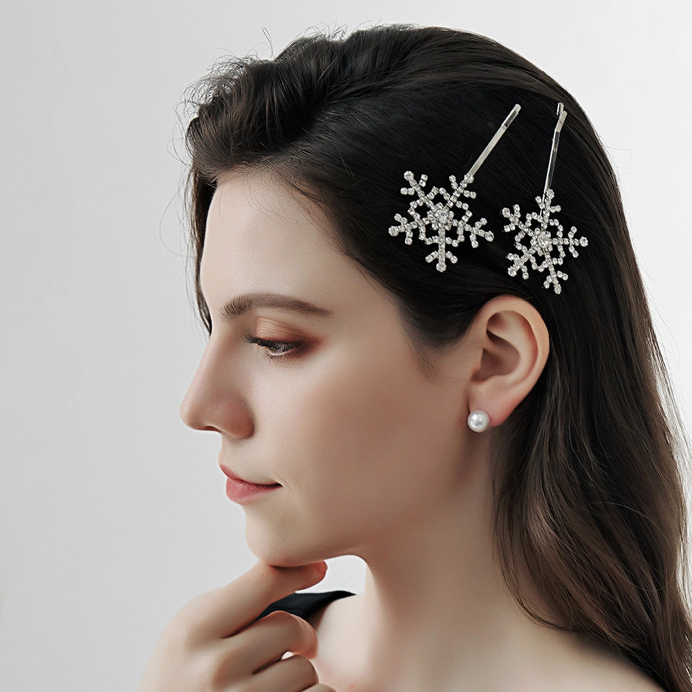Christmas Versatile Snowflake Hair Clips Stylish Daily Barrette Clips Elegant Rhinestone Hair Side Clips 1