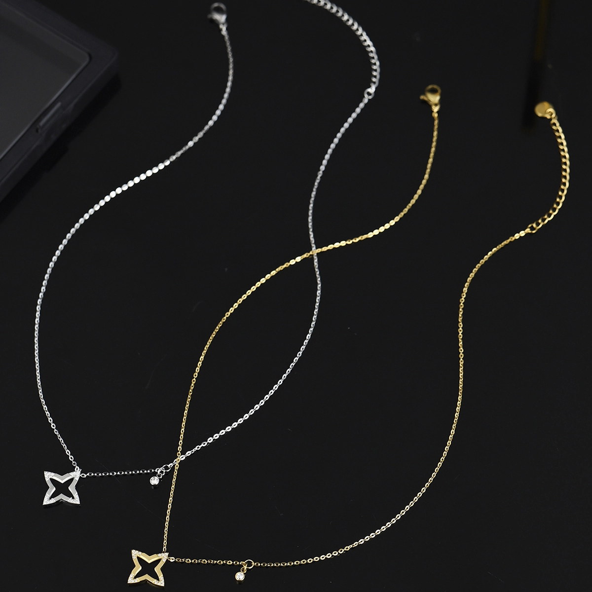 New Minimalist Star Pendant Fashion Zircon Necklace Versatile Stainless Steel Necklace for Women 1