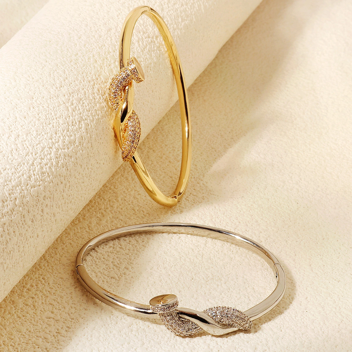 Fashion Selling Nail Bracelet Light Luxury Copper-Inlaid Zircon Bangle Exquisite Daily Accessory for Women 1