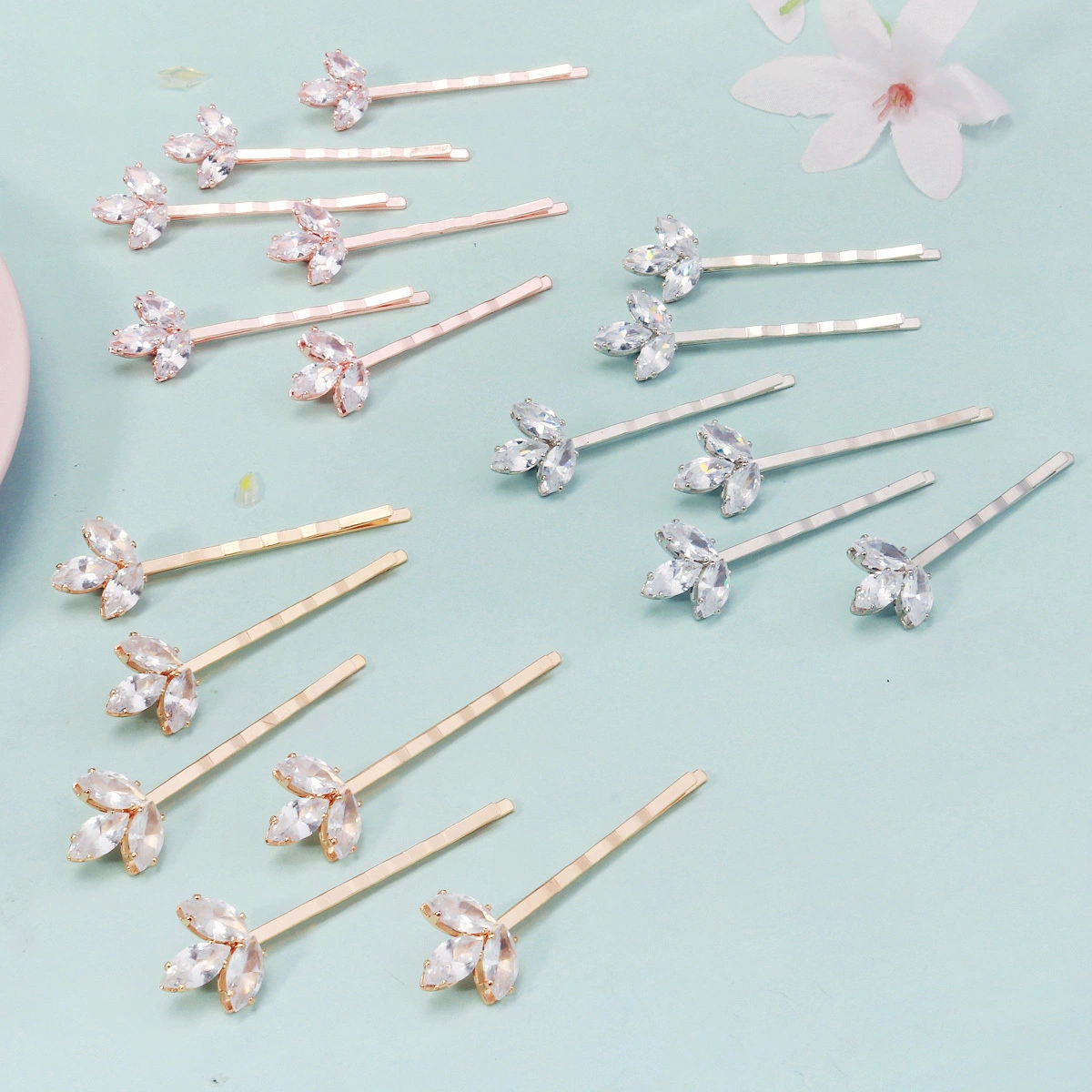 Luxury Zircon Leaf Hair Clips Fashion Versatile Girls Hair Accessories Daily Sparkly Barrette Set Hair Jewelry 1