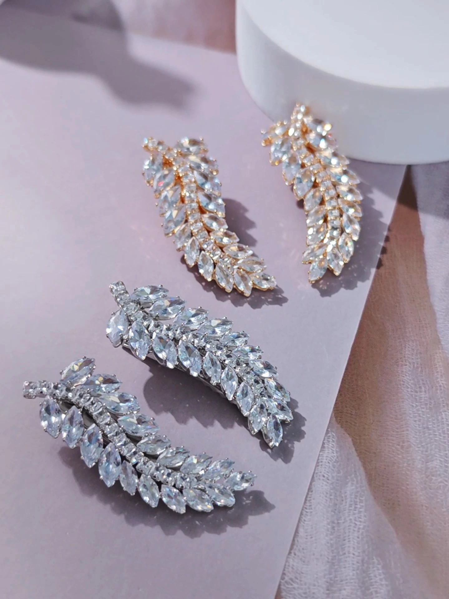 Fashion Leaf Shaped Hair Clips Bridal Wedding Updo Hair Accessories Daily Luxury Zircon Crocodile Clips 1
