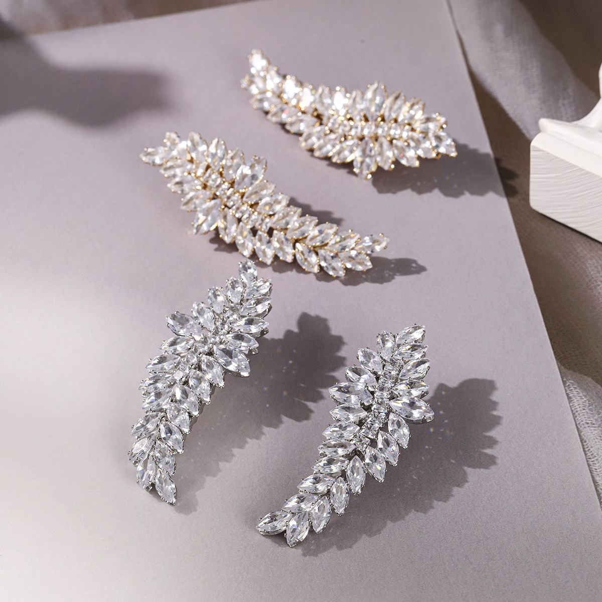 European American Light Luxury Zircon Pair Clips Sweet Girls Side Hair Clips Fashion Sparkly Alligator Clips 2 Pcs/Set 1