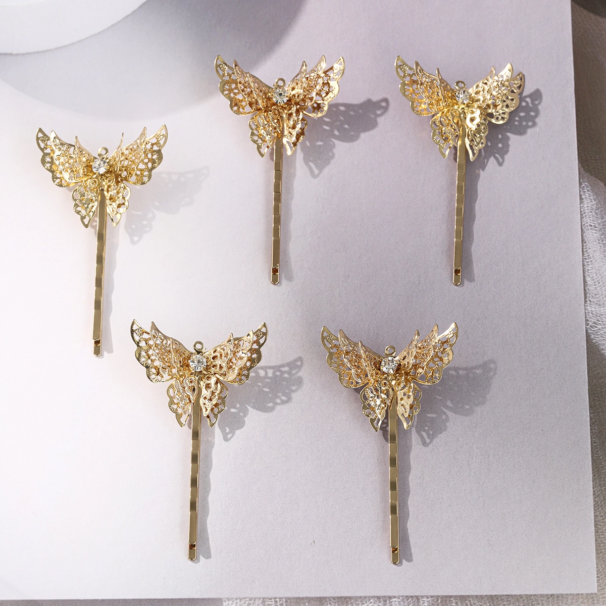 Fashion Hollow-out Butterfly Hair Clips Exquisite Rhinestone Hair Accessories Simple Hair Clips 5 Pcs/Set 1