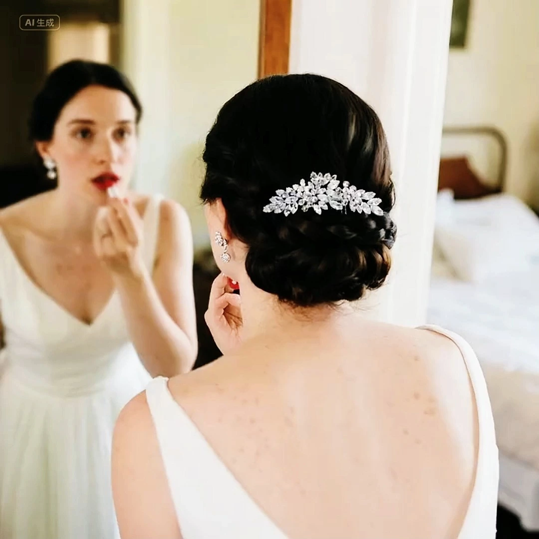 Light Luxury Fashion Zircon Flower Hair Comb Bohemian Versatile Women Updo Headpiece Bridal Wedding Hair Comb 1