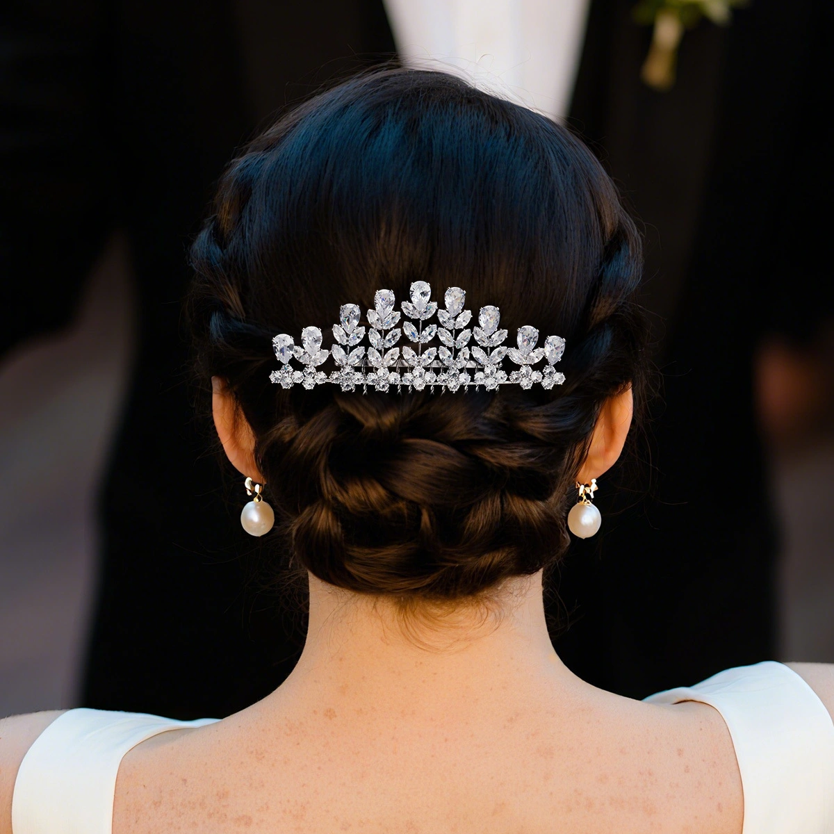European American Style Fashion Zircon Hair Comb Simple Versatile Bridal Wedding Headpieces Women Jewelry 1