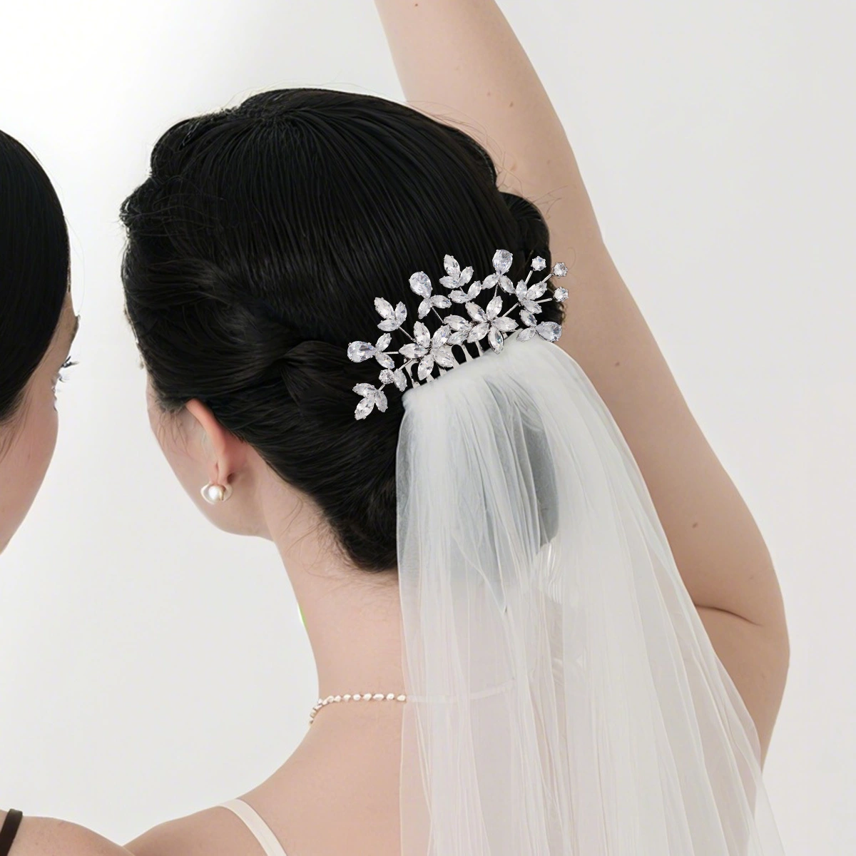 European American Fashion Zircon Hair Combs Bridal Updo Wedding Accessories Versatile Crystal Leaf Hair Comb 1