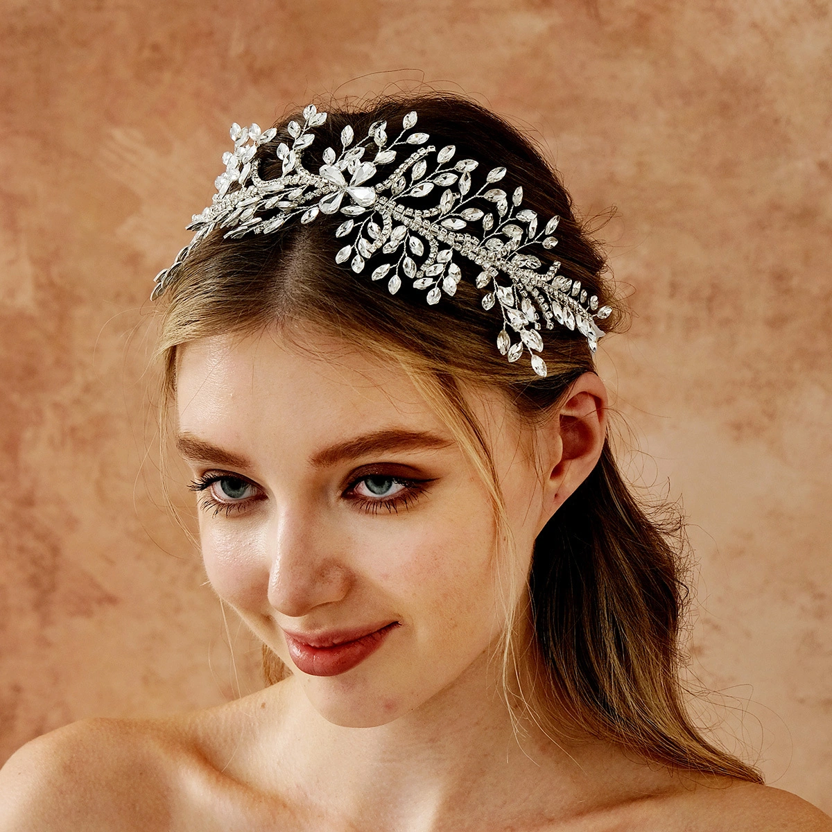 Luxurious Heavy Duty Bridal Hair Vine Wedding Hair Accessories Handmade Shiny Rhinestone Headband 1