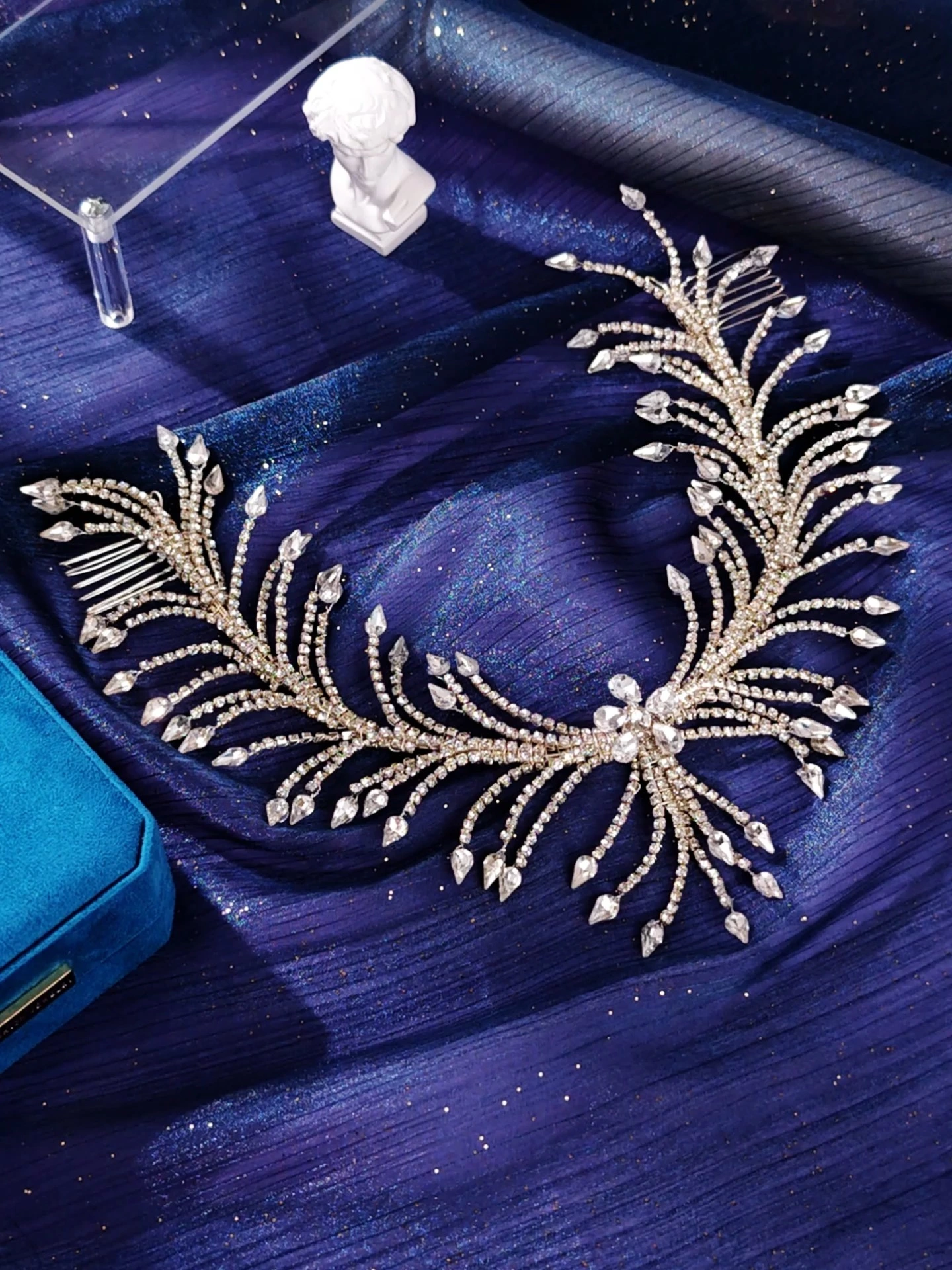 Exquisite Bridal Forehead Band Teardrop Rhinestone Flower Tassel Headband Luxury Shiny Wedding Jewelry 1