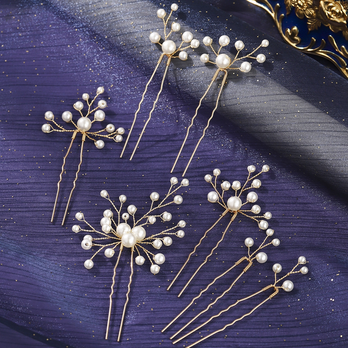 Elegant Bridal Hairpins Set Handmade Beaded Pearl Headpiece Daily Versatile Hair Jewelry for Party Wedding 1