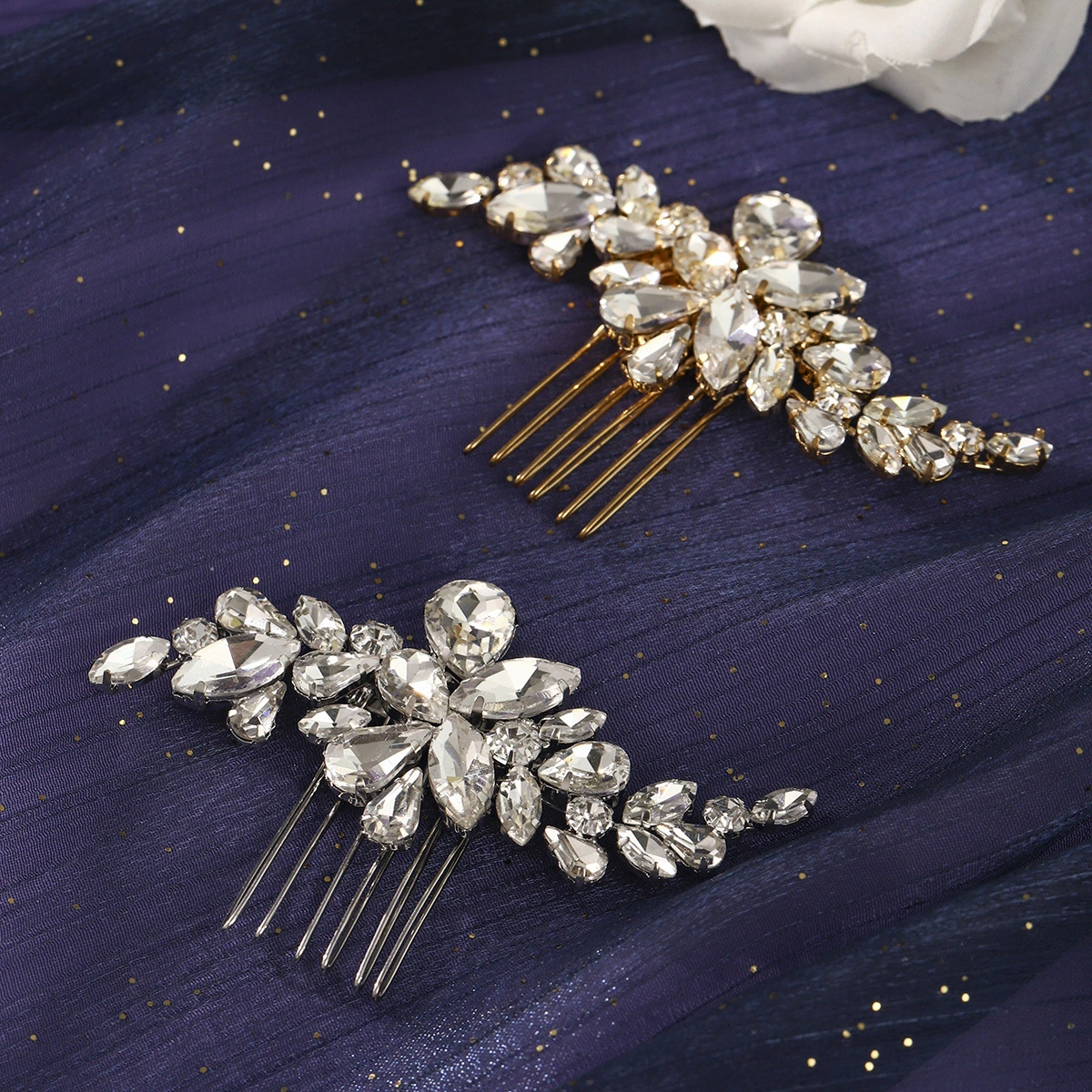 Luxury Rhinestone Flower Hair Comb Bridal Wedding Updo Accessory Versatile Shiny Hairpiece for Styling 1