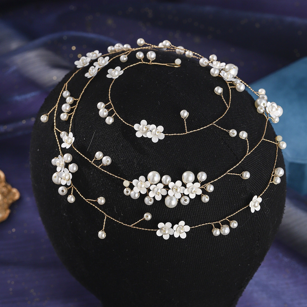 Exquisite Handmade Soft Chain Hair Vine Sweet Pearl Flower Hairband Fashion Bridal Wedding Hair Band 1
