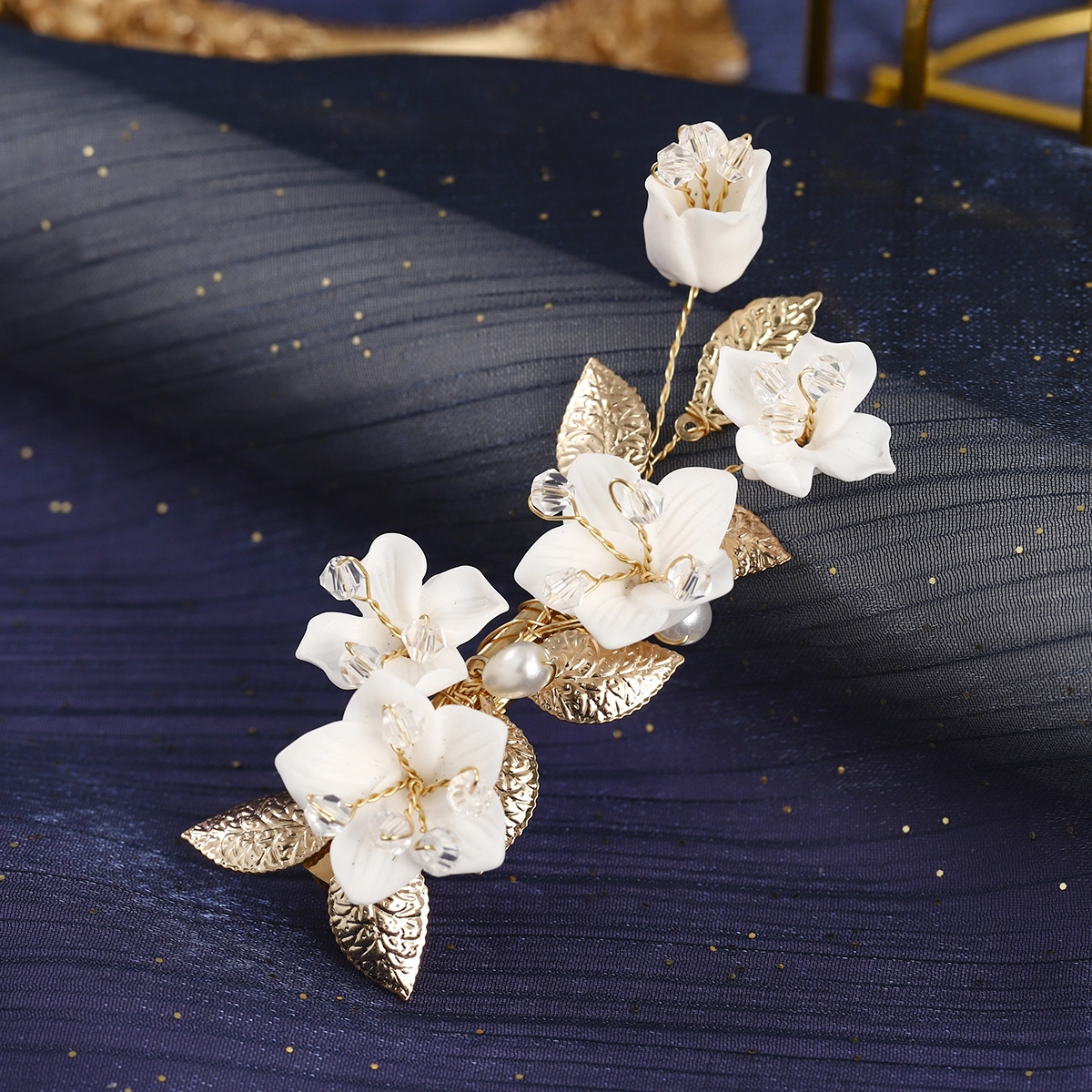 Exquisite Bridal Hair Clips Handmade White Ceramic Flower Side Clips Elegant Women Daily Hair Accessories 1