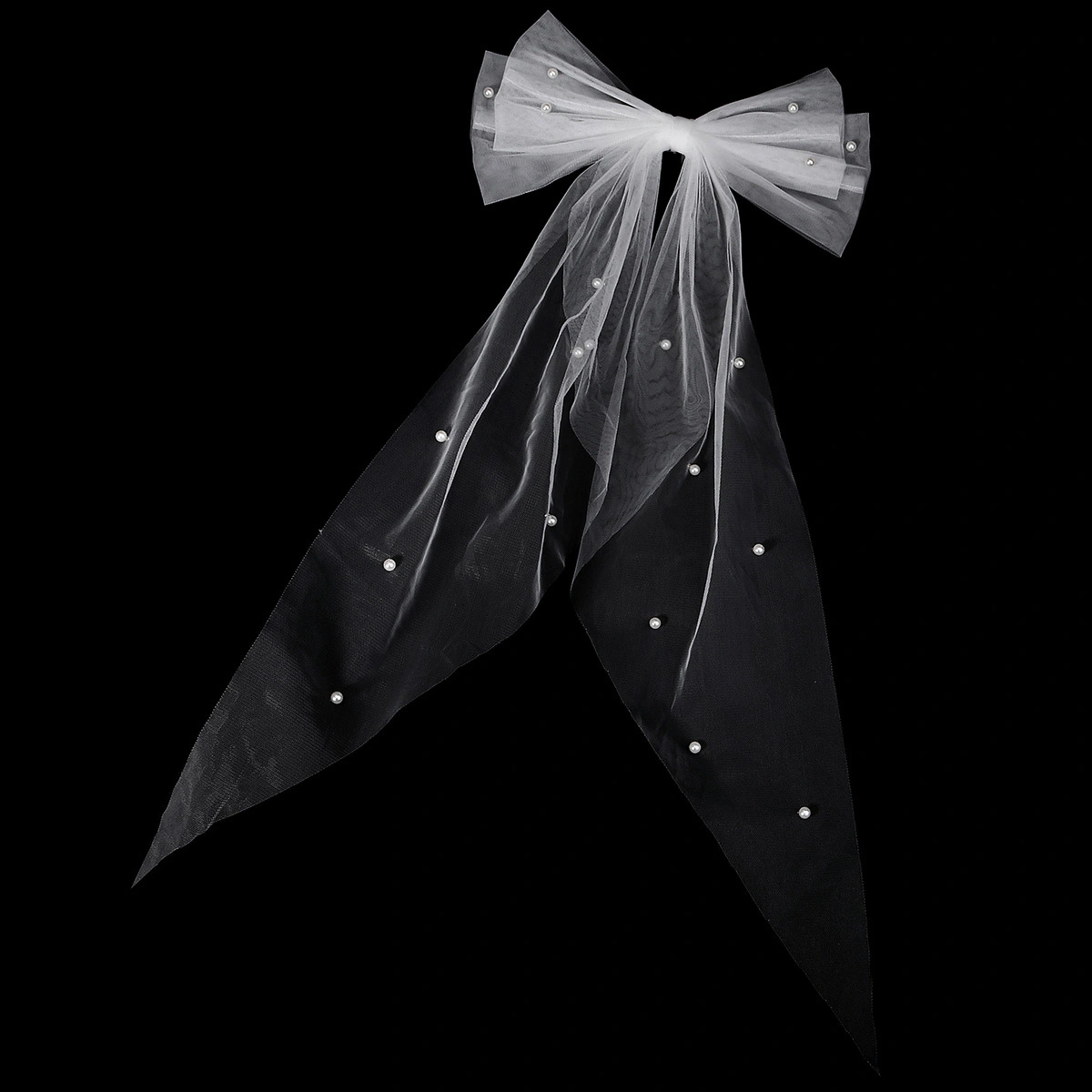 New Tulle Bow Veil Minimalist Pearl Beaded Hair Clip Veil Bridal Wedding Accessories Proposal Prop 1