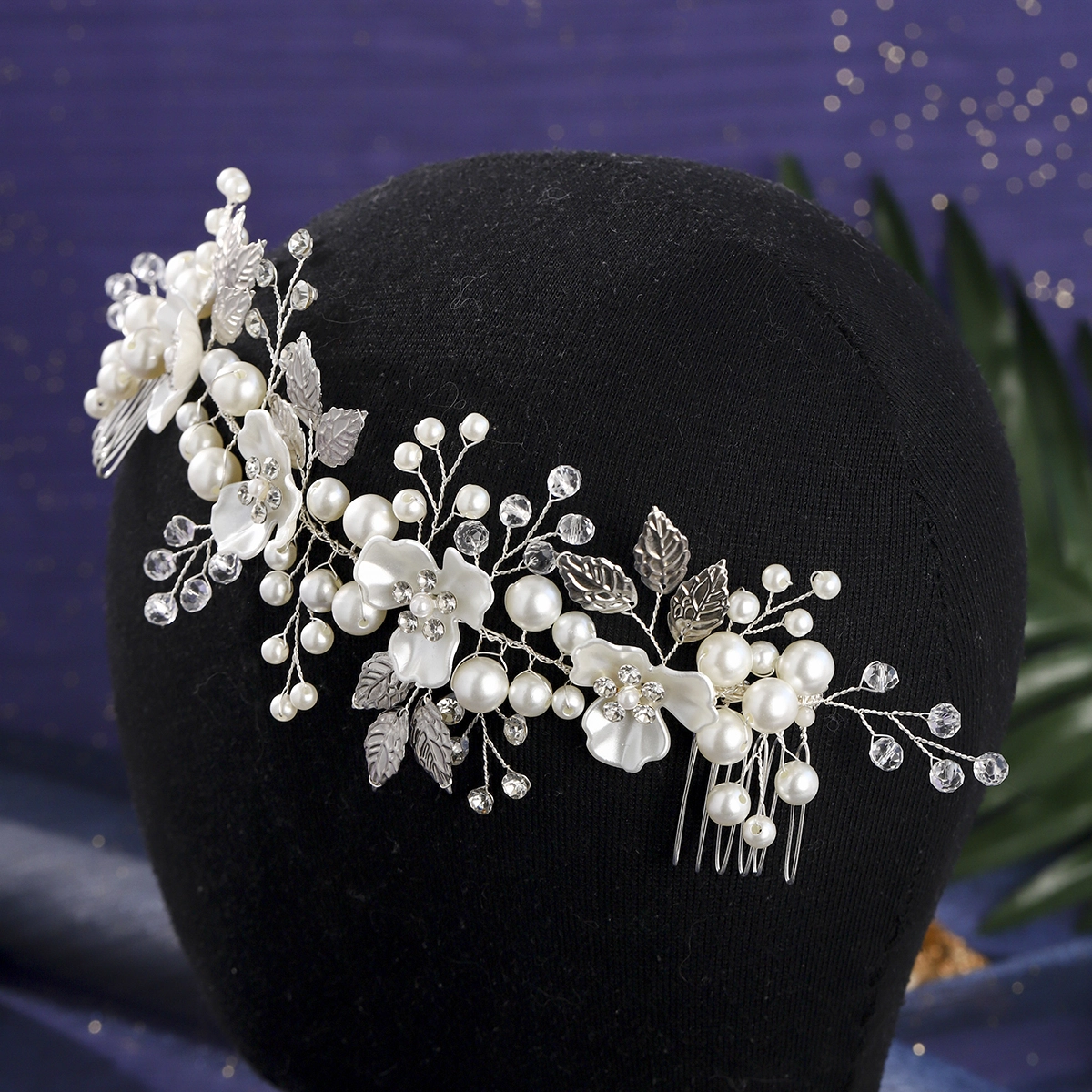 Exquisite Bridal Wedding Double Comb Hairband New Handmade Flower Headpiece For Balls Parties Performances 1