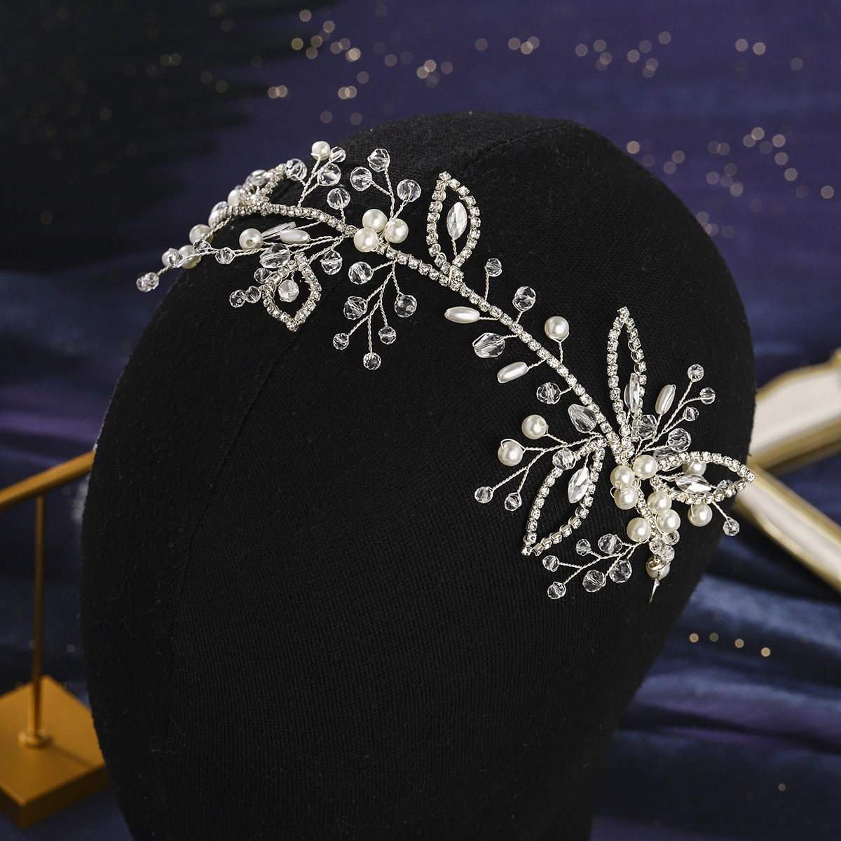 Bridal Wedding Hairband Handmade Leaf Rhinestone Headpiece Fashion Versatile Hair Accessory for Prom Party Daily 1