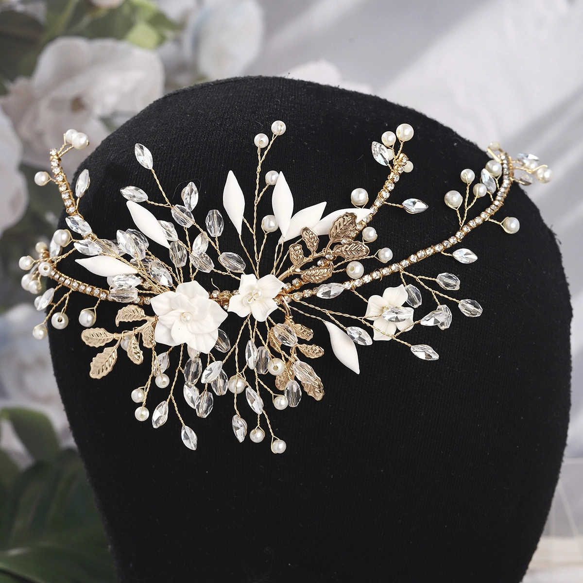 Bridal Wedding Headpieces Exquisite Polymer Clay Flower Hair Bands Handmade Hair Accessories 1