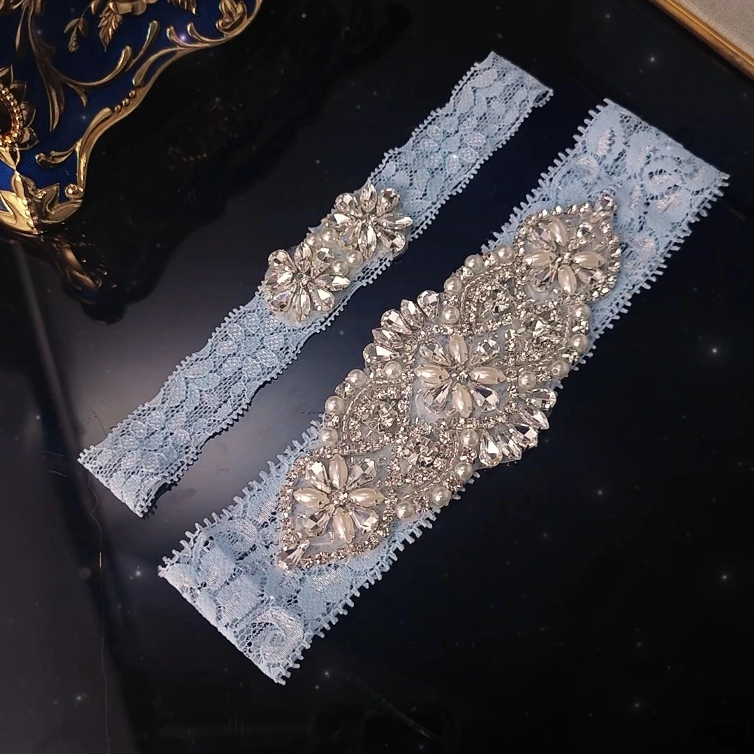 Bridal Sexy Lace Thigh Band Light Luxury Full Rhinestone Garter Belt Exquisite Handmade Elastic Leg Band 1