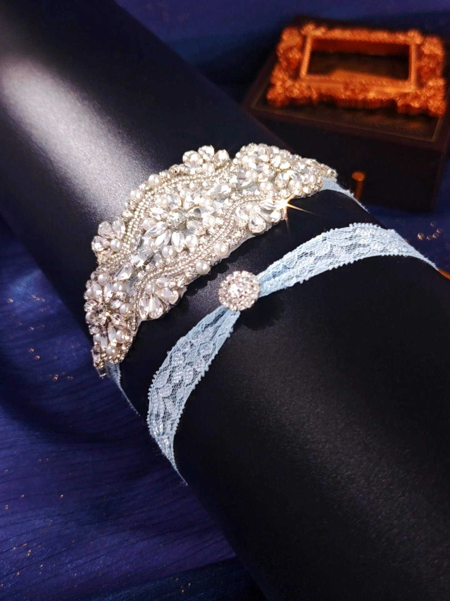 Exquisite Handmade Rhinestone Embellished Bridal Garter Belt Accessories Sexy Elastic Thigh Band 1