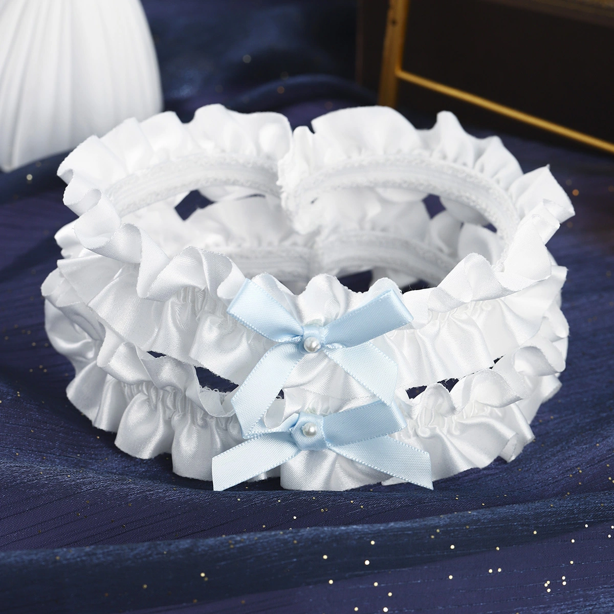 Stylish Sexy Elastic 2 Pcs/Set Thigh Band Bridal Leg Garter Exquisite Lace Bowknot Garter Belt 1