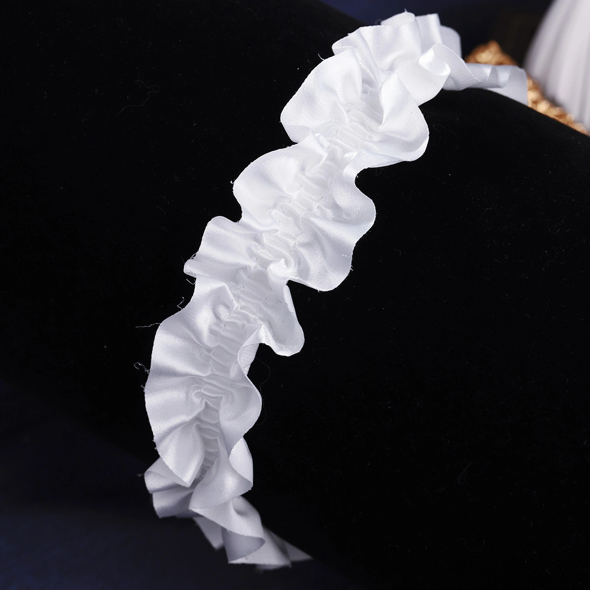 4cm Wide Ruffled Fabric Garter Elegant Bridal Wedding Dress Thigh Garter Sexy White Elastic Thigh Band 1