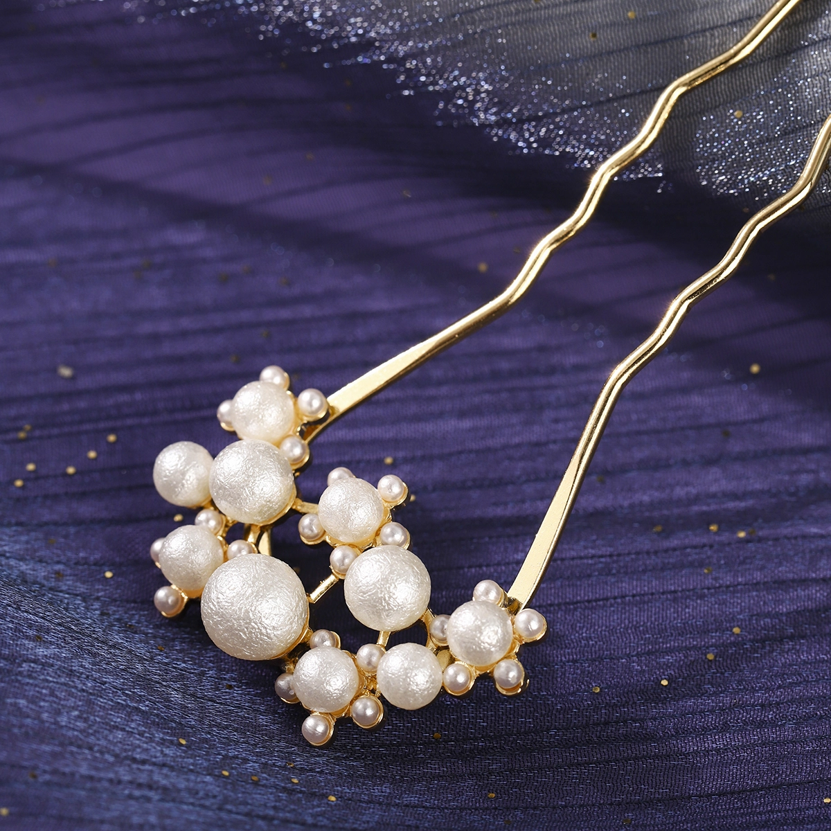 Golden Elegant Imitation Pearl U-Shaped Hair Pins Bridal Wedding Headpieces Vintage Women's Daliy Jewelry 1