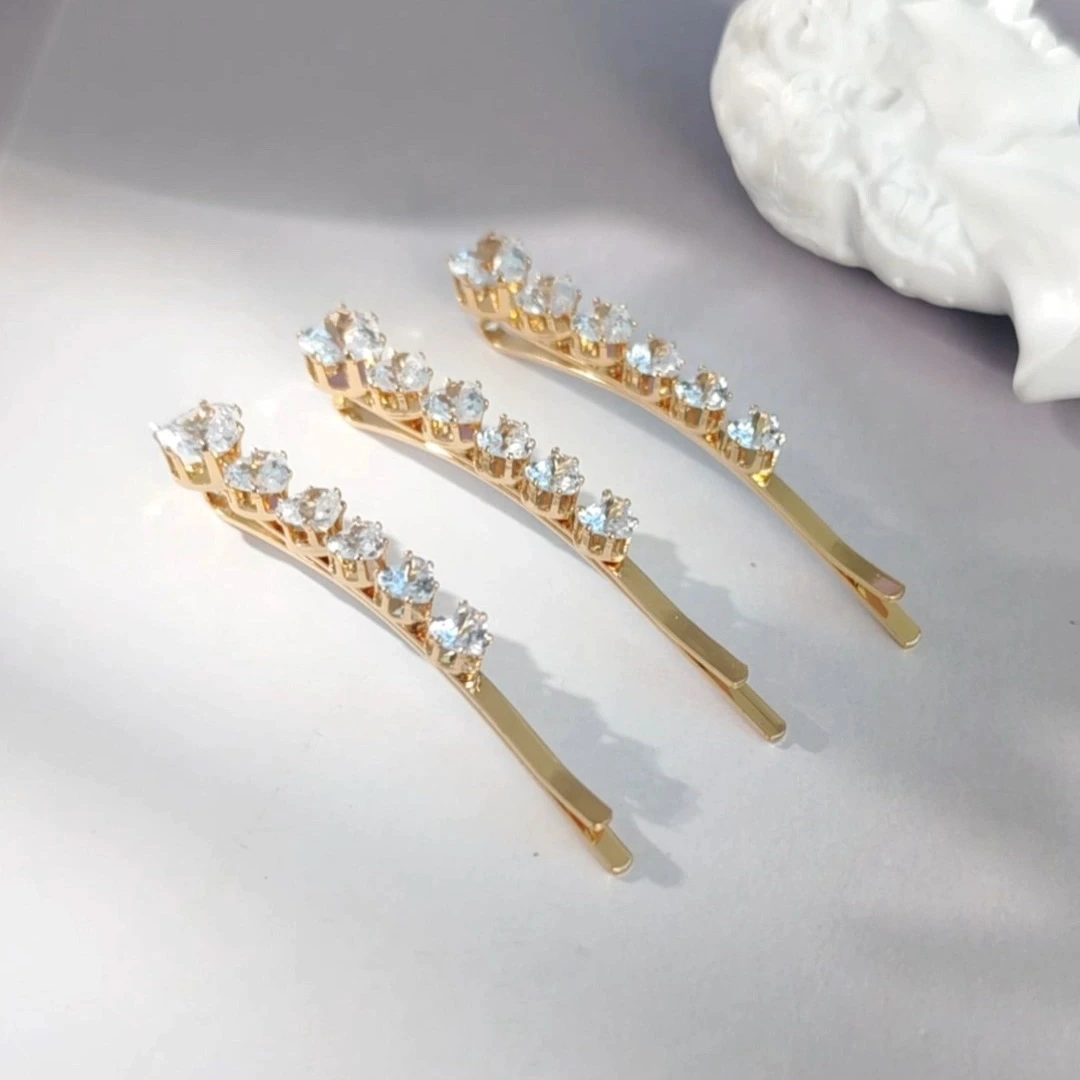 Miallo Heart Zircon Bobby Pins Sweet 3PCS Golden Hair Clips for Valentine's Day & Everyday Glam 1